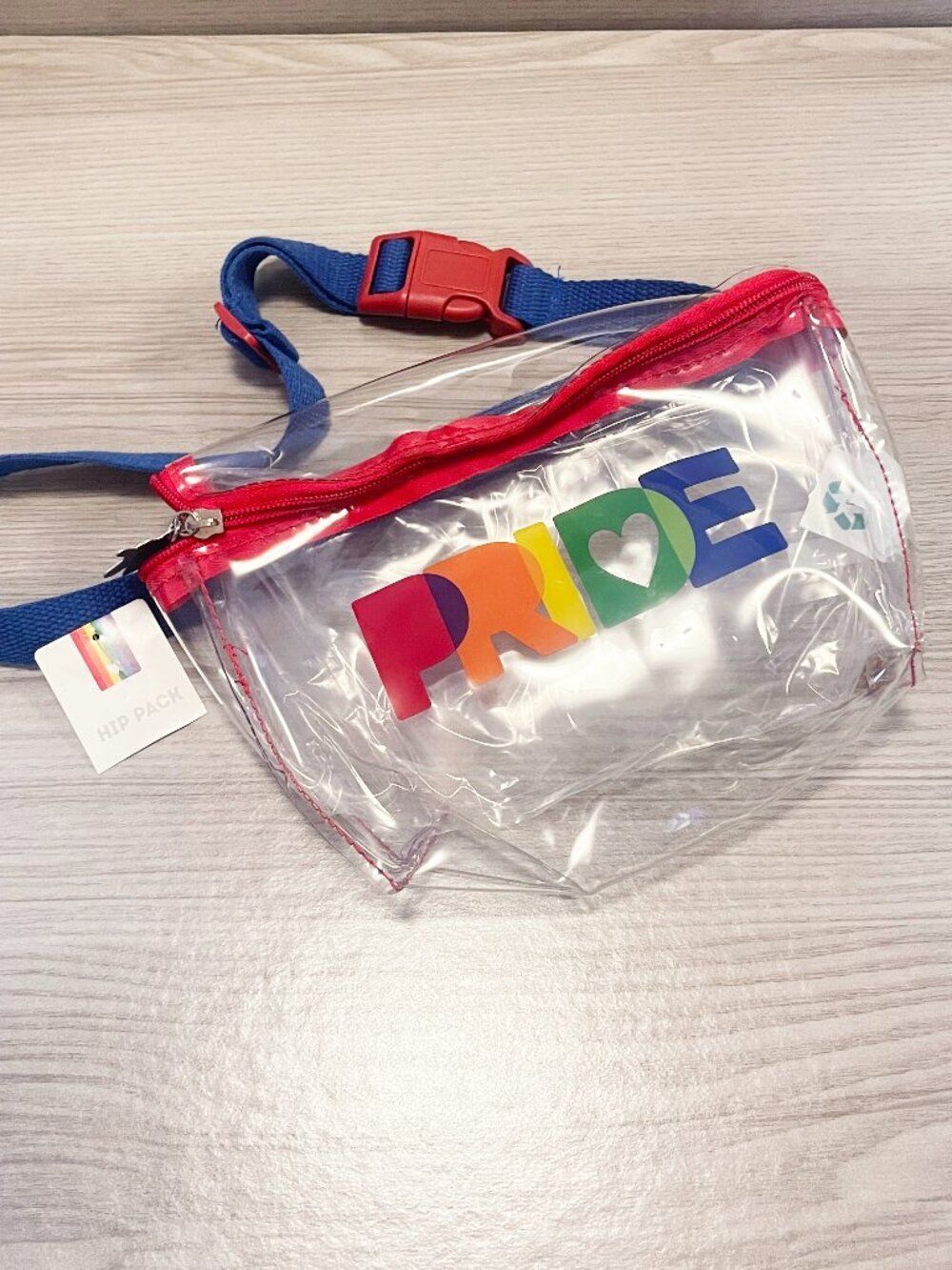 Pride Rainbow Clear Vinyl Belt Bag Fanny Pack Unicorn Charm Festival Bag NWT